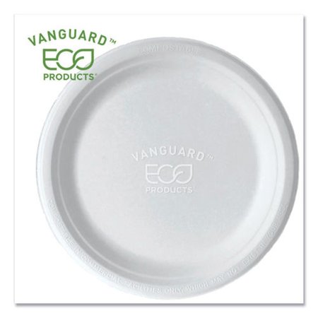 ECO-PRODUCTS 9 in. Vanguard Renewable & Compostable Sugarcane Plates, White EPP013NFA